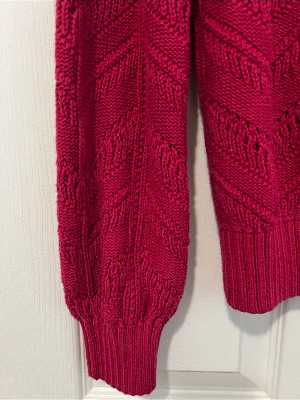 LOFT Raspberry Pointelle Chevron Knit Sweater - Picture 4 of 5